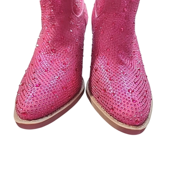 Women's Rhinestone Block Heel Mid Calf Short Ankle Booties Knee High Boots. 7.5 - Picture 5 of 9